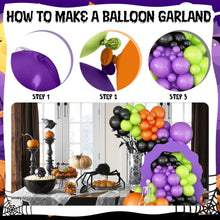 Load image into Gallery viewer, 133PCS Halloween Themed Balloon Garland Arch Kit, Spooky Balloon Decor Supplies for Halloween Party Scene Arrangement
