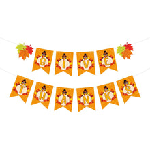 Load image into Gallery viewer, Autumn Thanksgiving Party Decor Set, Cute Turkey Hanging Pull Flag Garland, Harvest Themed Turkey Pumpkin Cake Cupcake Toppers, Complete Atmosphere Layout Supplies for Fall Festival Family Dinner Party

