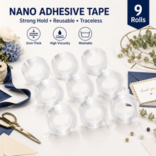 Load image into Gallery viewer, 9 Pack Nano Tape, Reusable Double Sided Clear Gel Adhesive Tape for DIY Crafts, Art Projects, Handmade Decorations, Home Decor, Christmas &amp; Halloween Craft Supplies
