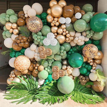 Load image into Gallery viewer, GDGDTOO Wild Safari Animal Themed Balloon Garland Arch Kit, Olive Green Coffee Brown Beige Balloons Set, Jungle Leopard Print Aesthetic Balloon Kit for Birthday Wedding Bridal Shower Holiday Tropical Party Decor
