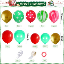 Load image into Gallery viewer, GDGDTOO Christmas Balloon Arch Garland Kit, Red Green Gold Polka Dot Balloons for Xmas Holiday Party Decorations
