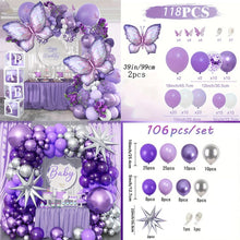 Load image into Gallery viewer, GDGDTOO Purple Butterfly Balloon Arch Garland Kit, Pastel Lavender Cream Purple Balloons Set, Butterfly Themed Balloon Garland for Birthday Bridal Shower Wedding Anniversary Celebration Party Decorations Supplies

