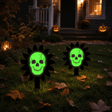 Load image into Gallery viewer, 2PACK Halloween Luminous Skeleton &amp; Ghost Yard Stakes, Wooden Lawn Decor Signs, Outdoor Garden Ground Stake Ornaments for Halloween Yard Decor
