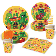 Load image into Gallery viewer, 90PCS Cactus Themed Disposable Tableware Party Supplies Set, Paper Plates, Napkins, Paper Cups &amp; Cutlery Kit, Outdoor Camping Fiesta Table Decor for Friend Gathering, Desert Birthday, Backyard Picnic Seasonal Atmosphere Layout Ornaments
