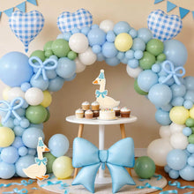Load image into Gallery viewer, GDGDTOO Sky Blue Sage Green Cream Gingham Heart Balloons Set, Macaron Pastel Tone Balloon Garland for Birthday Bridal Shower Wedding Anniversary Celebration Party Decorations Supplies
