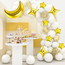 Load image into Gallery viewer, 79PCS White Gold Sta Moon Balloon Garland Kit, Celestial Balloon Arch Decorations for Birthday Party, Baby Shower, Wedding Backdrop
