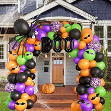 Load image into Gallery viewer, 130PCS Halloween BOO &amp; Bat Spider Balloon Garland Kit, Spooky Balloon Chain Set for Halloween Party Scene Arrangement

