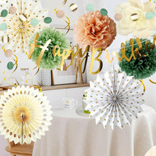 Load image into Gallery viewer, GDGDTOO Neutral Tone Birthday Hanging Decor Set Multi-style Floral Fan Honeycomb Hanging Accessories for Holiday Party Banquet Wall Background Room Layout Festival Ornament
