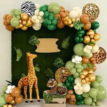 Load image into Gallery viewer, 127PCS Jungle Wild Animal Balloon Garland Arch Kit, Tiger Leopard Print Balloons for Jungle Themed Birthday Party Scene Decorations
