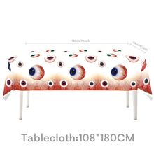 Load image into Gallery viewer, 52PCS Halloween Eyeball Party Supplies Set, Spooky Horror Theme Decorations with Disposable Paper Plates, Eyeball Banner Bunting &amp; Cake Toppers for Haunted House, Costume Party &amp; Halloween Celebration
