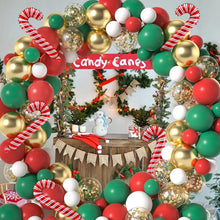 Load image into Gallery viewer, GDGDTOO Christmas Balloon Arch Garland Kit, Red Green Gold Balloons with Candy Cane Decor for Xmas Holiday Winter Party Decorations
