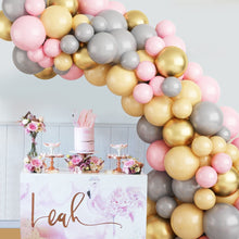 Load image into Gallery viewer, 90PCS Dusty Pink &amp; Metallic Gold Balloon Garland Arch Kit, Grey Pink Balloon Decorations for 1st Birthday, Wedding, Shower, Anniversary &amp; Photo Backdrop
