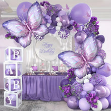 Load image into Gallery viewer, GDGDTOO Purple Butterfly Balloon Arch Garland Kit, Pastel Lavender Cream Purple Balloons Set, Butterfly Themed Balloon Garland for Birthday Bridal Shower Wedding Anniversary Celebration Party Decorations Supplies

