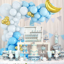 Load image into Gallery viewer, 102PCS Pink Blue White Balloon Garland Arch Kit, Gender Neutral Balloon Chain for Baby Shower, Gender Reveal, Baptism, Newborn Celebration Party Backdrop Decorations
