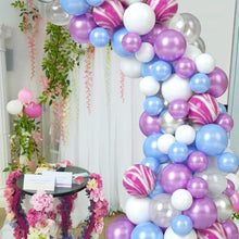 Load image into Gallery viewer, 85PCS Mermaid Balloon Garland Arch Kit, Purple White Blue Balloon Chain Decor Set, Girls Under The Sea Birthday Party Scene Layout Photo Background Decor Supplies

