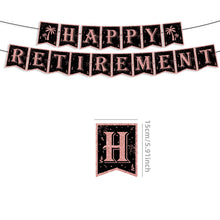 Load image into Gallery viewer, 50PCS Rose Gold Happy Retirement Party Decorations Set, Retirement Supplies with Banner, Hanging Swirls, Balloons, Cake &amp; Cupcake Toppers for Women Men Retirement Theme Party Decor

