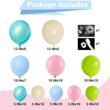 Load image into Gallery viewer, 92PCS Macaron Blue Green Pastel Balloon Arch Garland Set, Balloon Kit for Birthday Indoor Room Backdrop Layout Supplies
