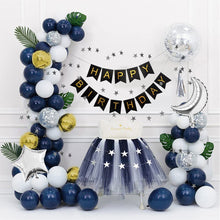 Load image into Gallery viewer, Midnight Blue Balloon Garland Kit, Navy Blue Balloon Arch with Birthday Banner for Birthday Party, Anniversary Celebration, Wedding &amp; Event Backdrop Decorations
