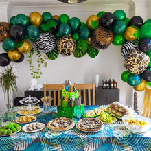 Load image into Gallery viewer, 94PCS Jungle Safari Balloon Garland Kit with Ivy, Monstera &amp; Palm Leaves, Tropical Wild Animal Balloon Arch Set for Birthday Party, Jungle Theme Celebration &amp; Event Backdrop Decorations
