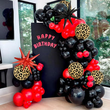 Load image into Gallery viewer, 133PCS Red &amp; Black Balloon Garland Arch Kit, Leopard Print &amp; Starburst Balloon Decorations for Queen Birthday Party, Bachelorette Party, Bridal Shower, Girls Celebration &amp; Photo Backdrop

