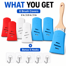 Load image into Gallery viewer, 6 Pack Silicone Paint Brush Holders, Paint Brush Protector Covers with Storage Rack, 3 Sizes Art Brush Organizer for Artists, Painting Supplies Storage with Hanging Hooks
