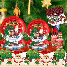 Load image into Gallery viewer, Party decoration in Colombia Party decoration in Colombia Christmas Party Supplies Set Red Santa Disposable Paper Plates Cups Napkins Tableware Kit for Holiday Birthday Party Decorations
