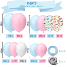 Load image into Gallery viewer, 102Pcs Pink Blue Confetti Balloon Garland Set, Gender Reveal Themed Balloon Chain Kit, Baby Baptism Infant Celebration Party Backdrop Decor Supplies
