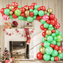 Load image into Gallery viewer, GDGDTOO Christmas Balloon Arch Garland Kit, Red Green Gold Polka Dot Balloons for Xmas Holiday Party Decorations
