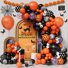 Load image into Gallery viewer, 152PCS Halloween Orange Black Eyeball Balloon Garland Chain Kit, Spooky Decor Supplies for Ghost Festival Party Scene Arrangement
