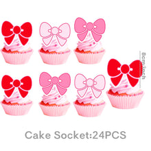 Load image into Gallery viewer, 71pcs Pink Bow Themed Party Decorations Set Serves 24, Bow Birthday Supplies with Plates, Napkins, Cups, Banner, Tablecloth, Cake Toppers, Balloons for Birthday Baby Shower Decorations
