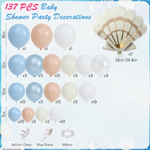 Load image into Gallery viewer, Ocean Beach Balloon Arch Garland Kit, Light Blue Blush Cream Balloons with Seashell &amp; Starfish Decorations for Birthday Party, Wedding, Anniversary, Bridal Shower &amp; Coastal Celebration Backdrop Decor
