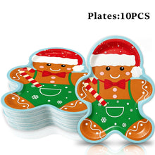 Load image into Gallery viewer, 80PCS Christmas Gingerbread Man Party Tableware Set, Disposable Dessert Paper Plates &amp; Holiday Tableware for Xmas Party, Christmas Dinner, Winter Celebration &amp; Festive Table Decorations
