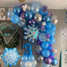 Load image into Gallery viewer, 94PCS Snow Theme Balloon Garland Arch Kit, Frozen Style Balloon Set with Snowflake Decor for Birthday Party Backdrop Decor Supplies

