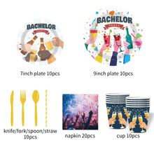 Load image into Gallery viewer, 90PCS Bachelorette Disposable Tableware Party Supplies Set, Paper Plates, Napkins, Paper Cups &amp; Cutlery Kit, Bridal Single Theme Table Decorations for Friends Gathering, Pre-Wedding Hen Night &amp; Birthday Celebration Indoor Table Layout Ornaments
