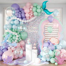 Load image into Gallery viewer, GDGDTOO Pastel Pink Lavender Mint Green Transparent Balloon Arch Garland Kit, Mermaid Under Sea Style Balloons for Birthday Summer Ocean Themed Party Decorations
