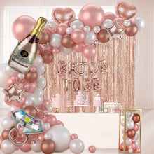 Load image into Gallery viewer, 112PCS Rose Gold Balloon Garland Arch Kit with Champagne Bottle &amp; Diamond Ring Balloons, Bachelorette Party Decorations for Bridal Shower, Engagement, Wedding &amp; Photo Backdrop

