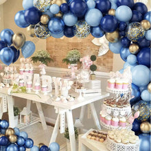 Load image into Gallery viewer, 98PCS Navy Blue Metallic Gold Balloon Garland Arch Kit, Blue Themed Balloon Chain Set for Baptism, 1st Birthday Party Decorations, Celebration Backdrop Supplies
