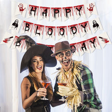 Load image into Gallery viewer, Horror Blood Pattern Halloween Hanging Banner, Bloody Themed Pull Flag Garland, Spooky Atmosphere Layout Supplies for Haunted House, Ghost Festival, Scary Themed Birthday Party Indoor Wall Scene Decoration
