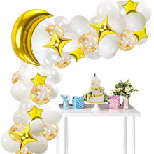 Load image into Gallery viewer, 79PCS White Gold Sta Moon Balloon Garland Kit, Celestial Balloon Arch Decorations for Birthday Party, Baby Shower, Wedding Backdrop

