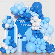 Load image into Gallery viewer, Blue White Balloon Arch Garland Kit, Royal Blue Light Blue Cream Balloon Set for Birthday Party, Wedding, Anniversary, Gender Reveal, Graduation &amp; Elegant Celebration Backdrop Decorations
