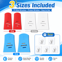 Load image into Gallery viewer, 6 Pack Silicone Paint Brush Protector Covers, Stretchy Paint Brush Sleeves in 3 Sizes, Flexible Brush Storage Keep Shape Tool Organizer with Hooks for Artists, DIY Painting Supplies (Red Blue White)
