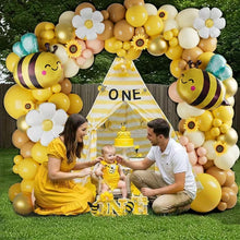 Load image into Gallery viewer, 155 Pcs Sunflower Daisy Bee Balloon Garland Arch Kit, Yellow Boho Floral Balloons Set, Sunflower Themed Party Decor Supplies for Wedding, Bridal Shower, Birthday, Garden Engagement Backdrop Decorations
