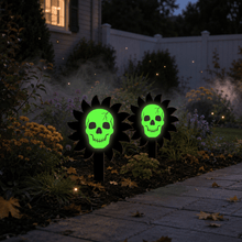 Load image into Gallery viewer, 2PACK Halloween Luminous Skeleton &amp; Ghost Yard Stakes, Wooden Lawn Decor Signs, Outdoor Garden Ground Stake Ornaments for Halloween Yard Decor
