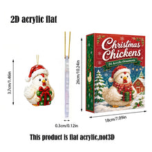 Load image into Gallery viewer, Christmas Party Supplies Farm Chick Themed Advent Calendar Punch Box Blind Box with Acrylic Christmas Tree Hanging Ornaments Surprise Holiday Gift Box for Xmas Decor
