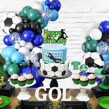 Load image into Gallery viewer, 119PCS Blue White Soccer Balloon Arch Garland Set, Sports Themed Balloons for Birthday and Football Match Photo Backdrop Supplies
