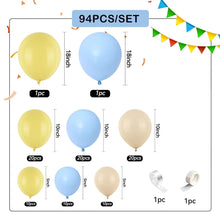 Load image into Gallery viewer, 94PCS Dusty Blue, Yellow &amp; Beige Balloon Garland Arch Kit, Pastel Tone Balloon Decorations for Birthday, Wedding, Anniversary, Gender Reveal, Celebration &amp; Photo Backdrop
