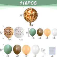 Load image into Gallery viewer, GDGDTOO Wild Safari Animal Themed Balloon Garland Arch Kit, Olive Green Coffee Brown Beige Balloons Set, Jungle Leopard Print Aesthetic Balloon Kit for Birthday Wedding Bridal Shower Holiday Tropical Party Decor
