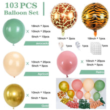 Load image into Gallery viewer, 103PCS Jungle Lion Woodland Animal Balloon Garland Kit, Safari Balloon Arch Decorations for Birthday Party, Baby Shower Backdrop Supplies
