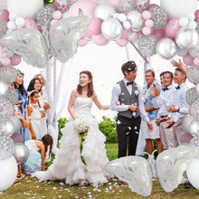 Load image into Gallery viewer, 130PCS Pink &amp; White Balloon Garland Arch Kit, Pastel Pink &amp; Silver Balloons with Butterfly Decorations for Birthday, Wedding, Bridal Shower, Gender Reveal &amp; Photo Backdrop
