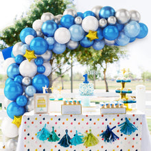 Load image into Gallery viewer, 81PCS Outer Space Themed Balloon Garland Kit, Silver Gray Star Balloon Chain Decor Set, Birthday Party &amp; Gender Reveal Scene Layout Photo Background Decor Supplies
